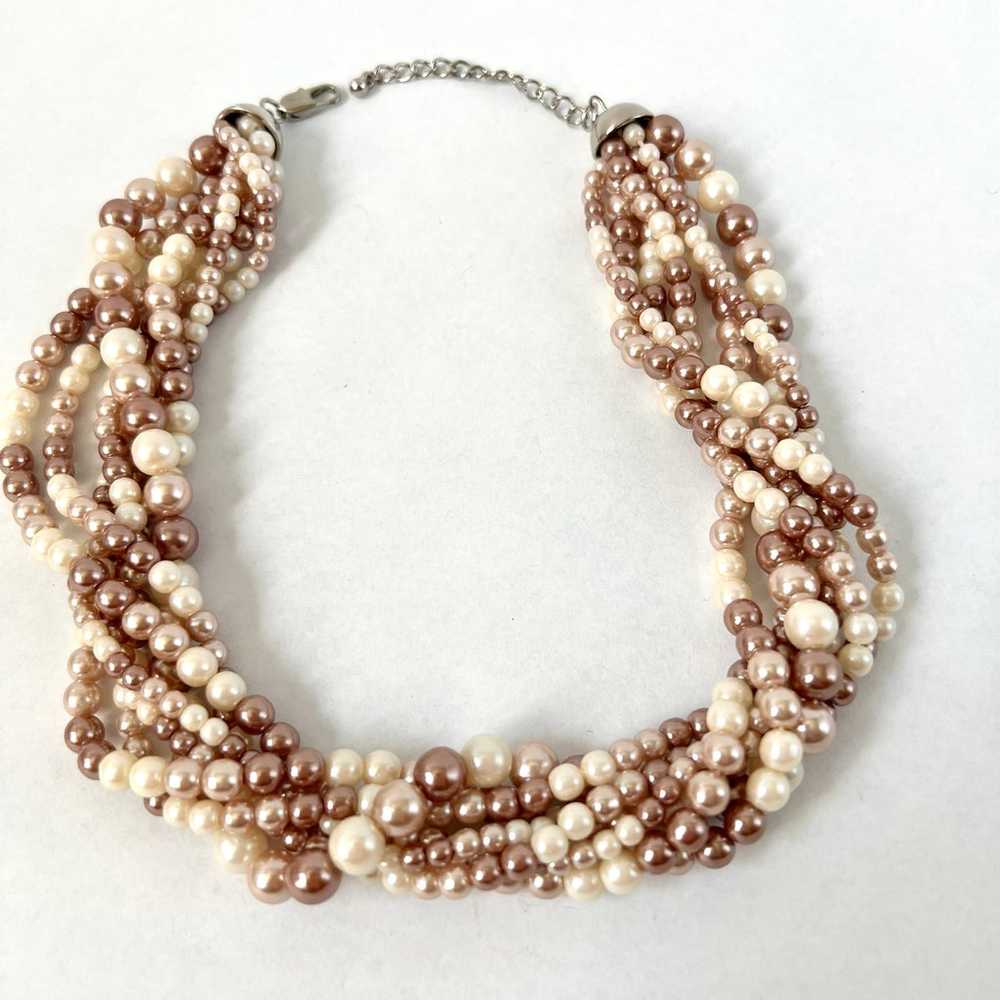 BUNDLE 7 Strand Twisted Choker Faux Pearl Necklac… - image 8