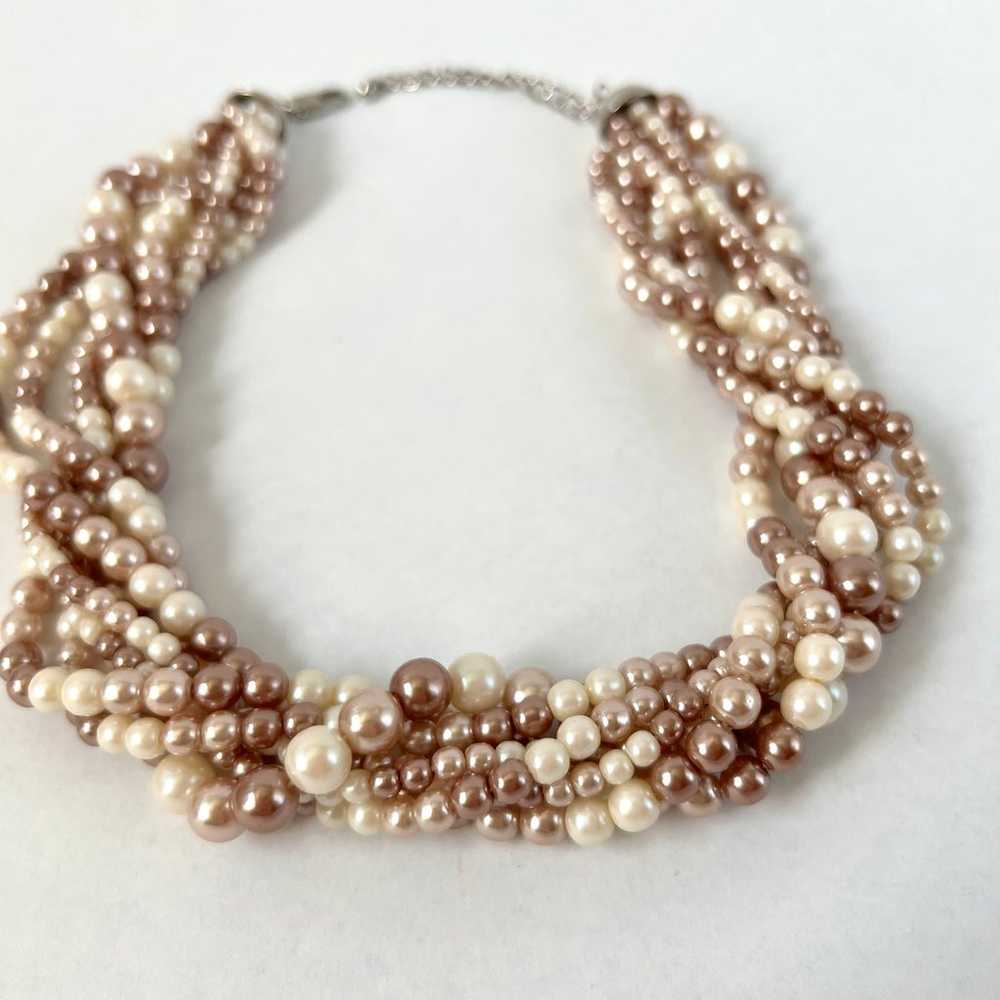 BUNDLE 7 Strand Twisted Choker Faux Pearl Necklac… - image 9