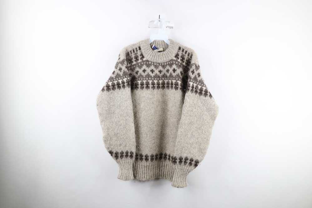 Vintage Vintage 70s Wool Knit Nordic Fair Isle Cr… - image 1