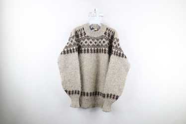 Vintage Vintage 70s Wool Knit Nordic Fair Isle Cr… - image 1