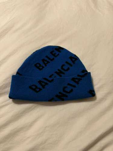 Balenciaga Balenciaga Blue Allover Logo Beanie