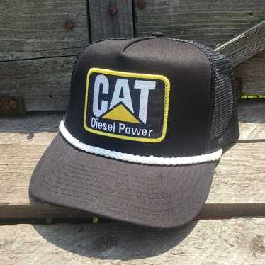 CAT Tractor Mens Trucker Hat Black Snapback Diesel Power Skull