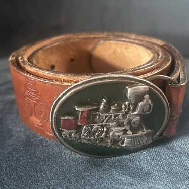 Embossed belt with enamel brass buckle 36 - image 1