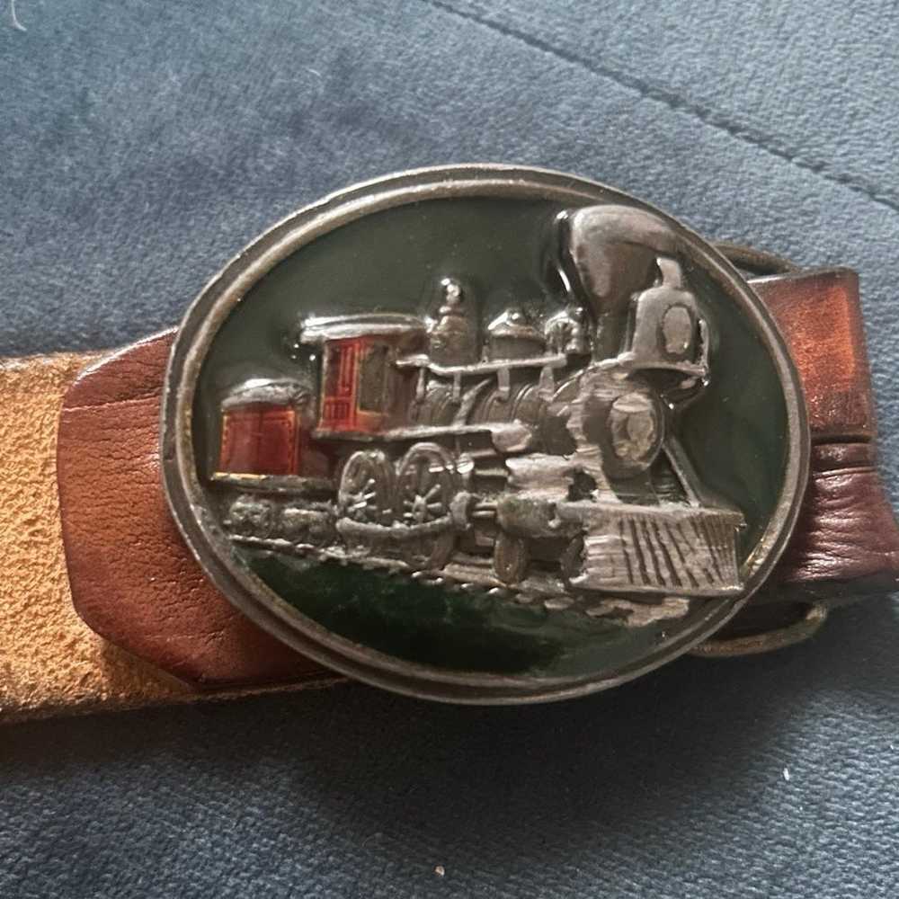Embossed belt with enamel brass buckle 36 - image 2