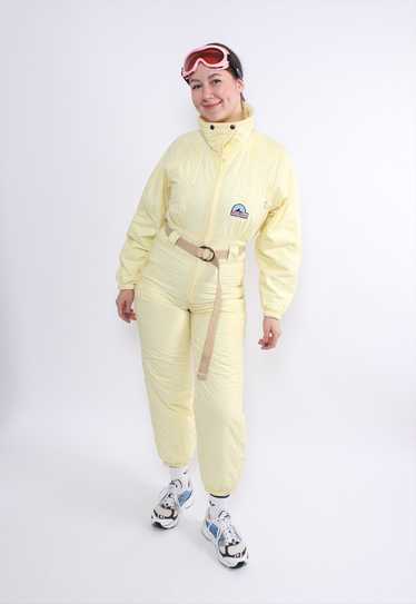 Yellow one pice ski suit, women vintage ski jumpsu