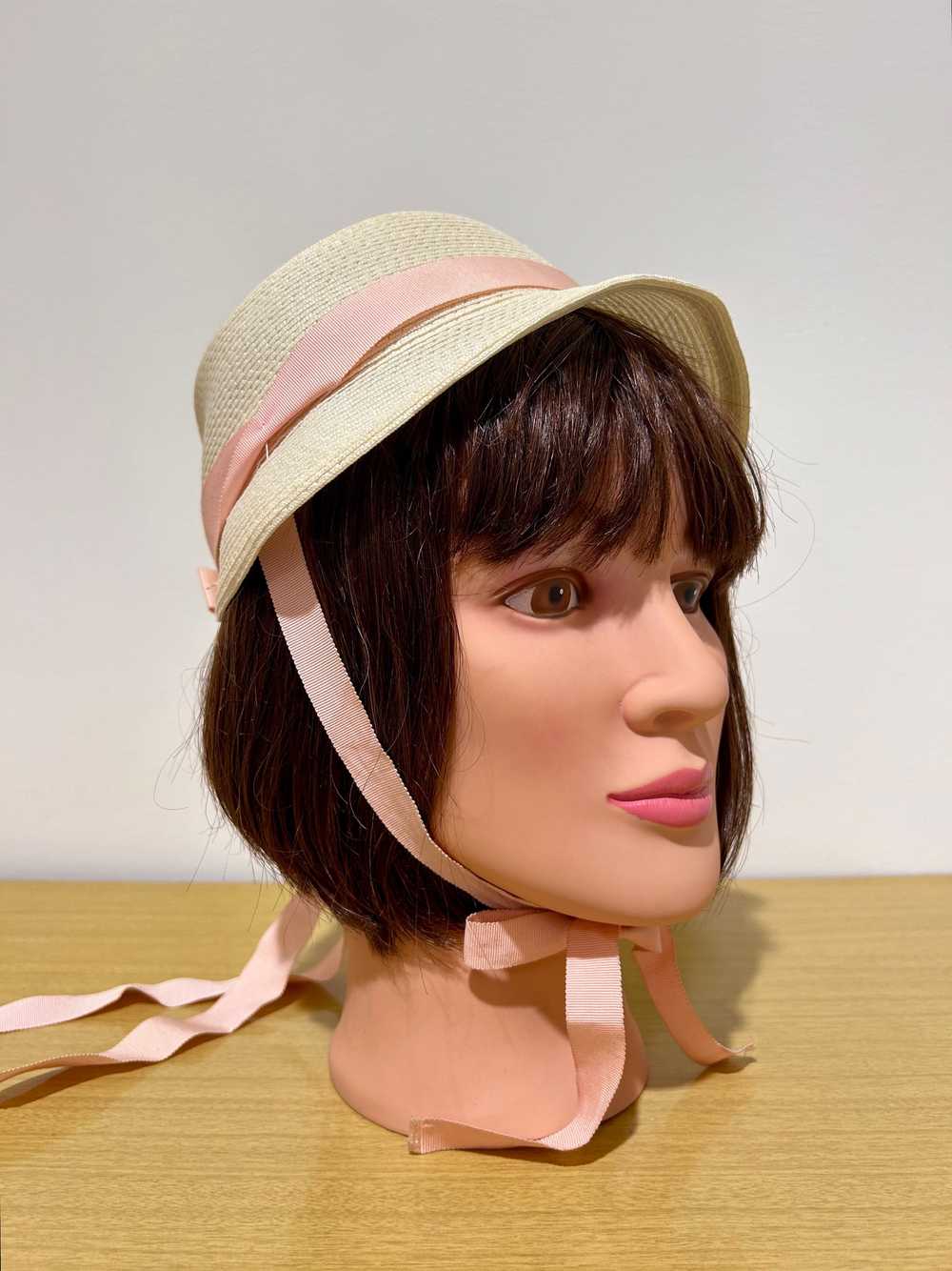 Vintage Sun Hat with Pink Ribbon and Flowers - image 6