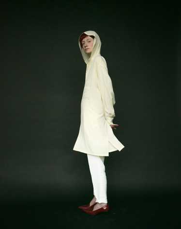 yohji yamamoto white hooded tunic