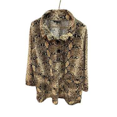 John Mark - Size L Snake Print Half Button 3/4 Le… - image 1