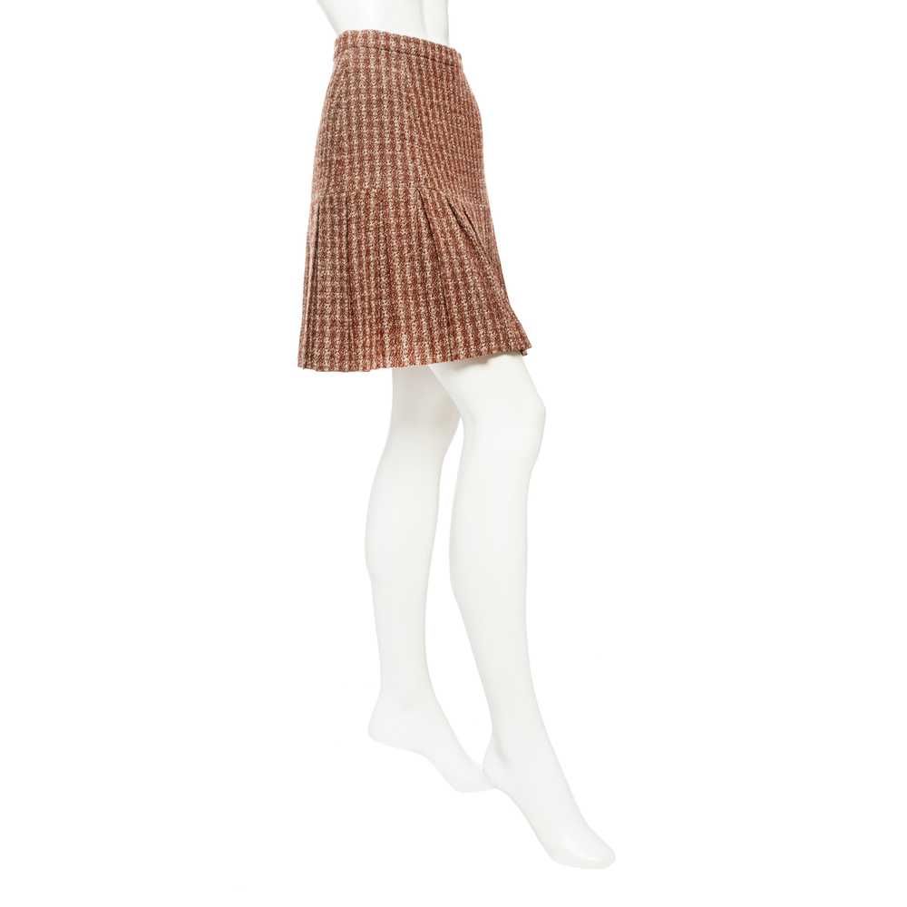 1997 Brown Wool-Blend Pleated Mini Skirt - image 2