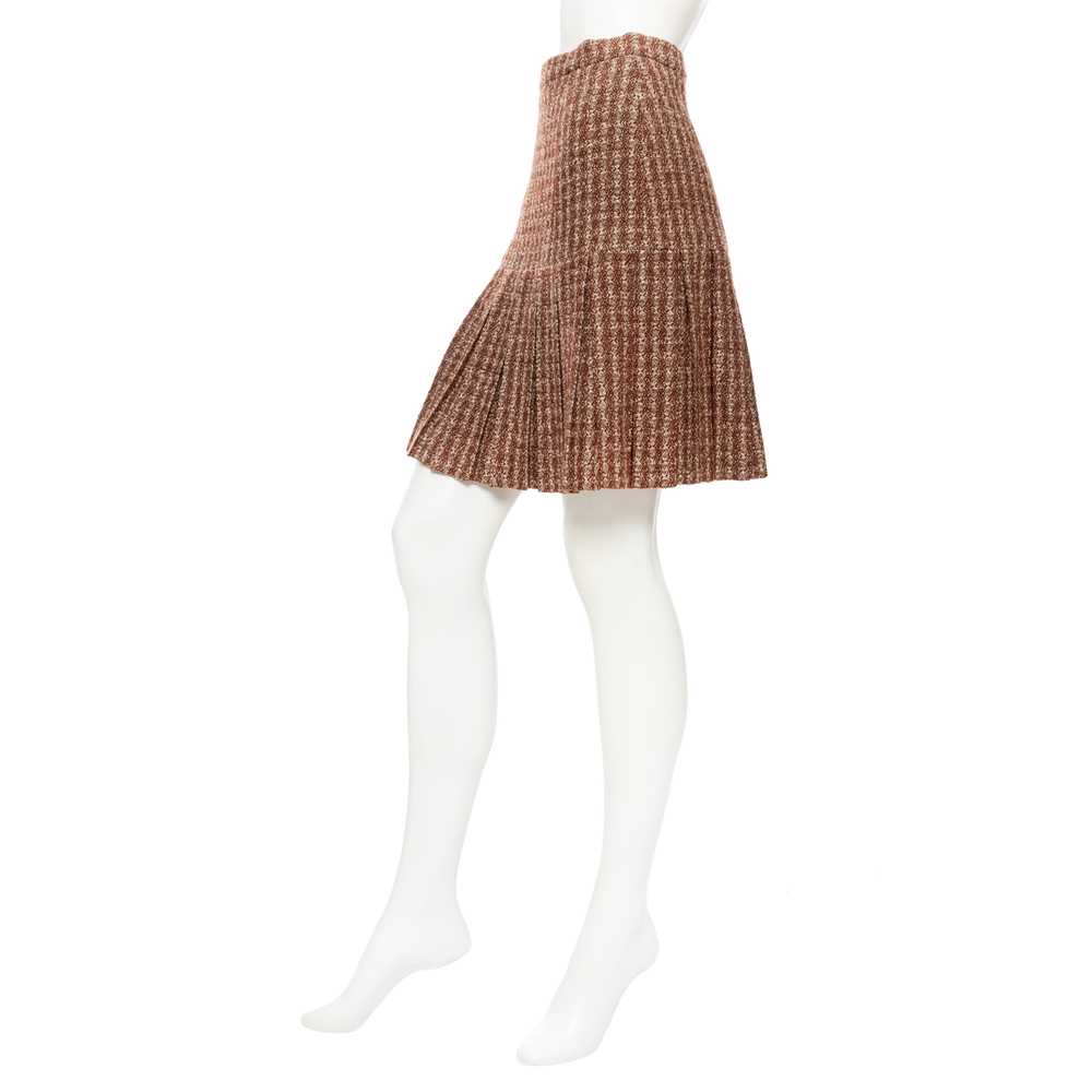 1997 Brown Wool-Blend Pleated Mini Skirt - image 3