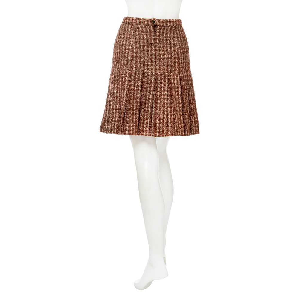 1997 Brown Wool-Blend Pleated Mini Skirt - image 4