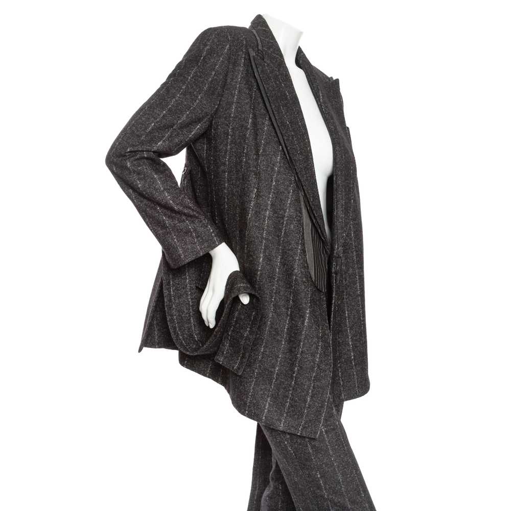 Gray Wool-Blend Pinstriped Belted Suit - image 7