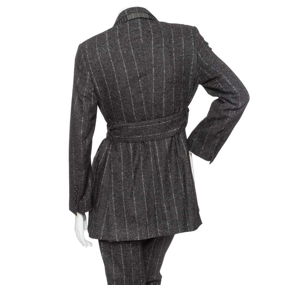 Gray Wool-Blend Pinstriped Belted Suit - image 8