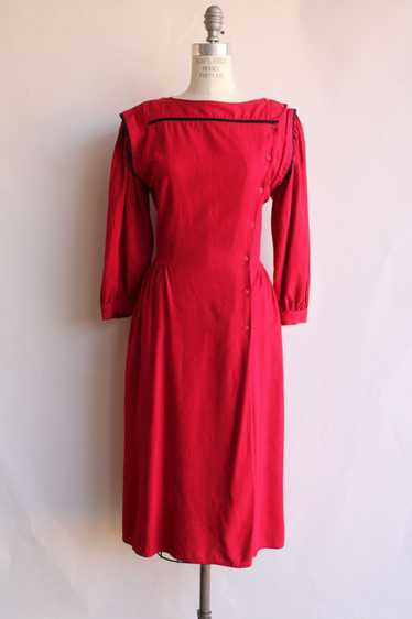Vintage 1980s Joanie Char Red Silk Shirtwaist Dres