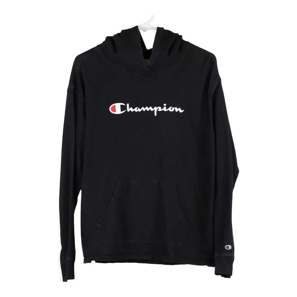 Champion Spellout Hoodie - Large Black Cotton - image 1