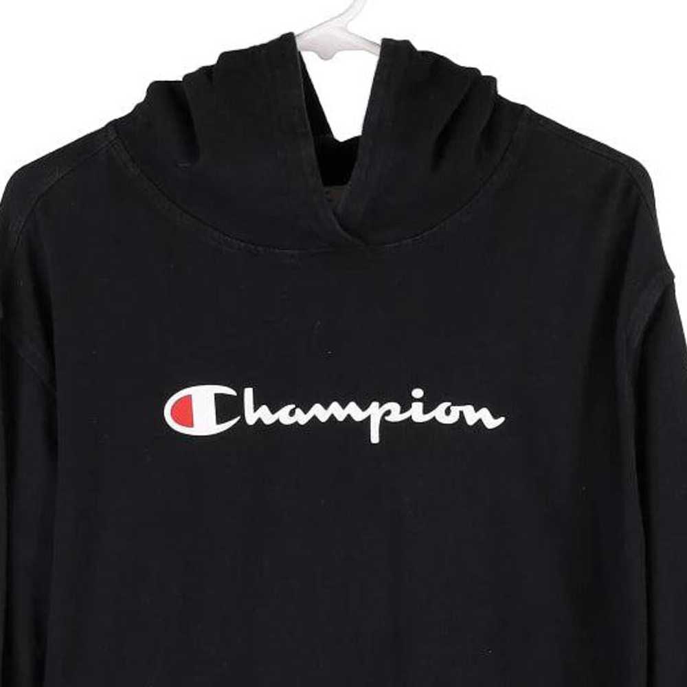 Champion Spellout Hoodie - Large Black Cotton - image 3