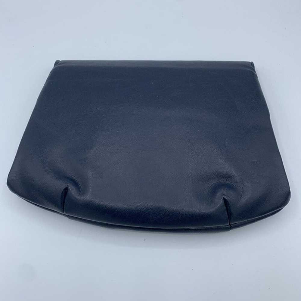 Vintage 80s Envelope Clutch Purse Leather Blue As… - image 2