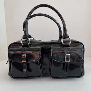 BCBG black patent leather handbag