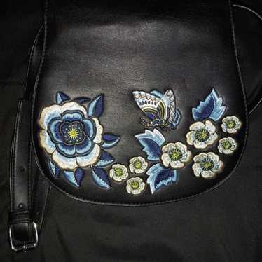 Black flower butterfly purse