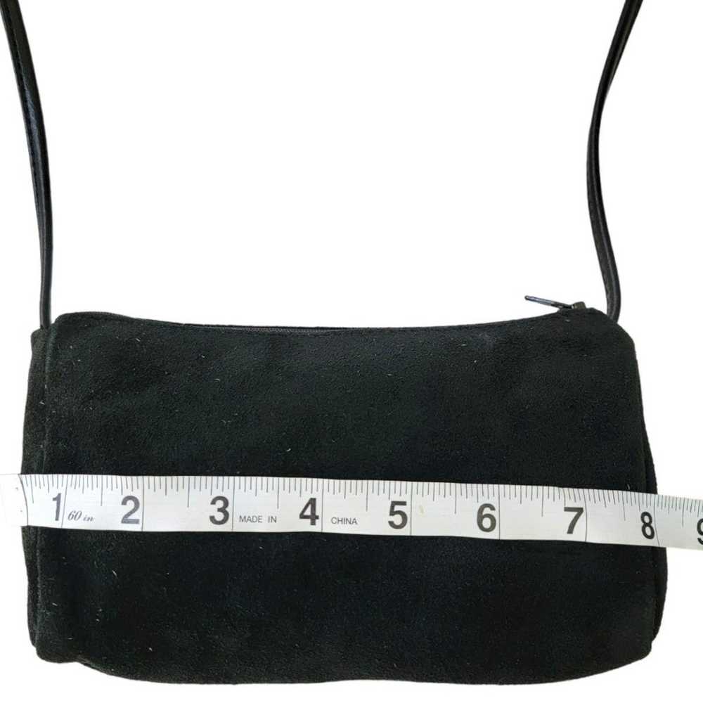 Vintage Black Suade Leather Small Crossbody Shoul… - image 7