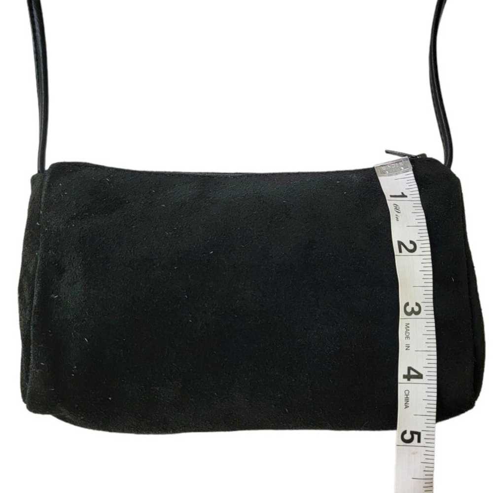 Vintage Black Suade Leather Small Crossbody Shoul… - image 8