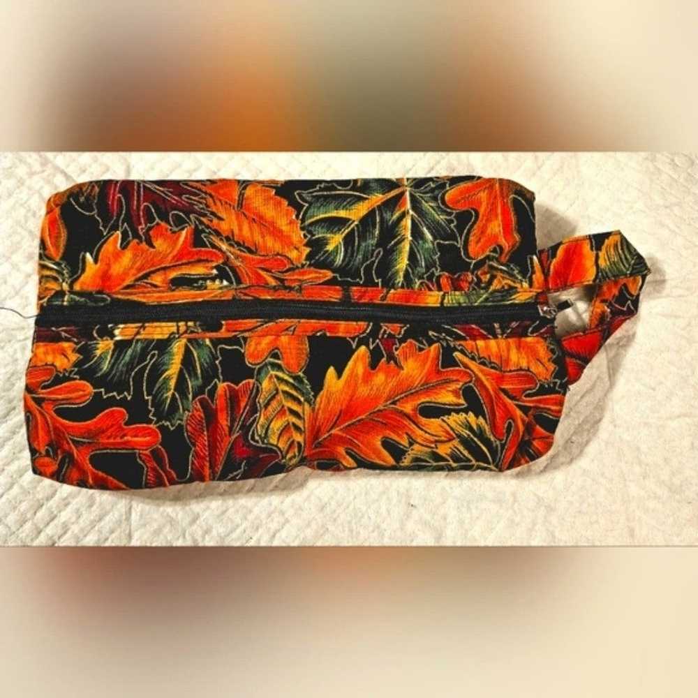 Vibrant fall leaves waterproof lining travel toil… - image 1