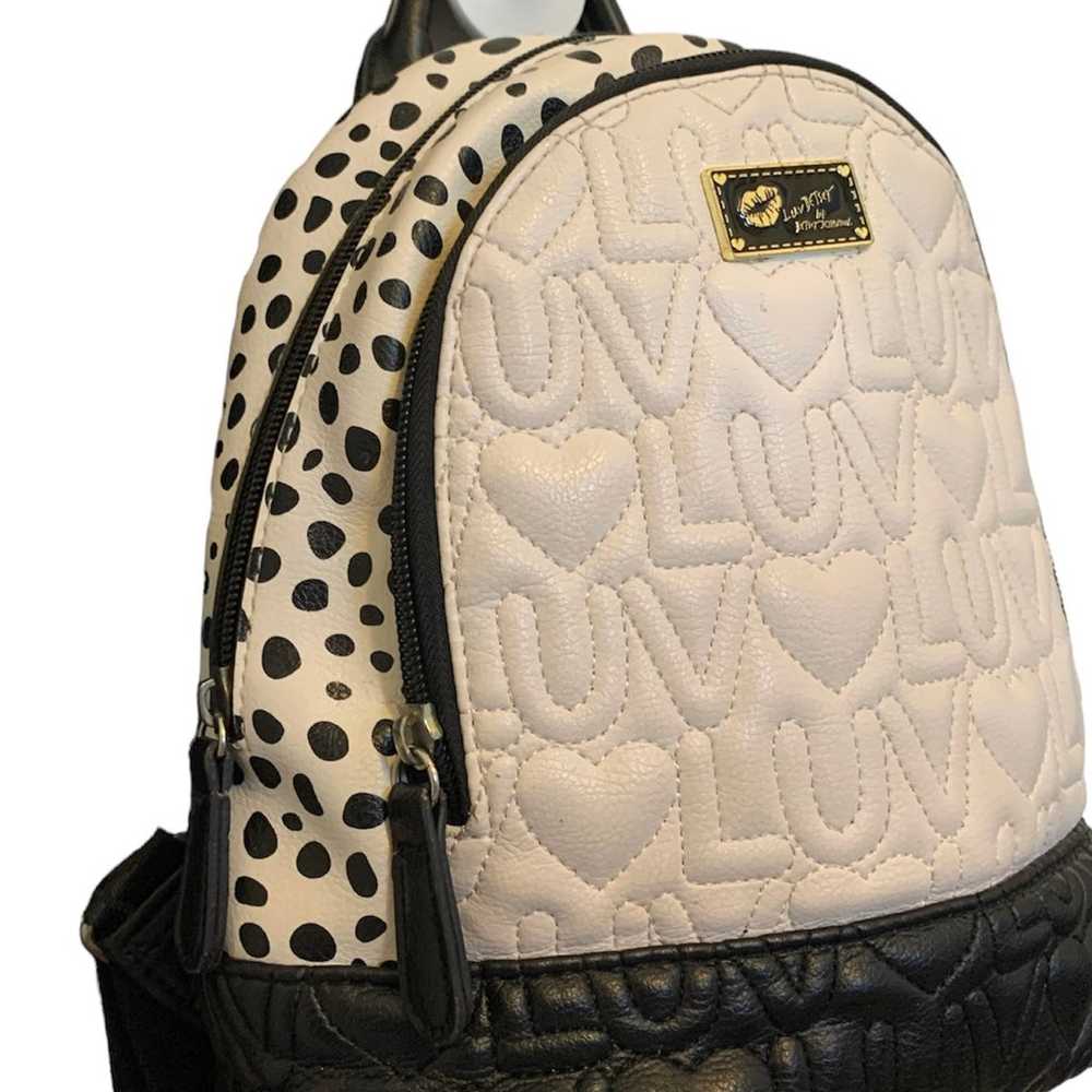 Betsey Johnson Black & White Quilted Backpack Pur… - image 3