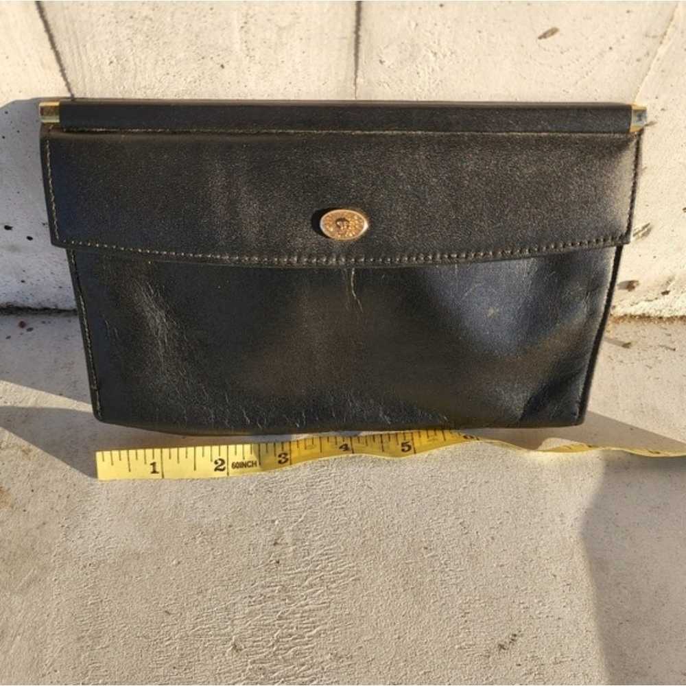 Vintage calf hide black leather clutch wallet pou… - image 7