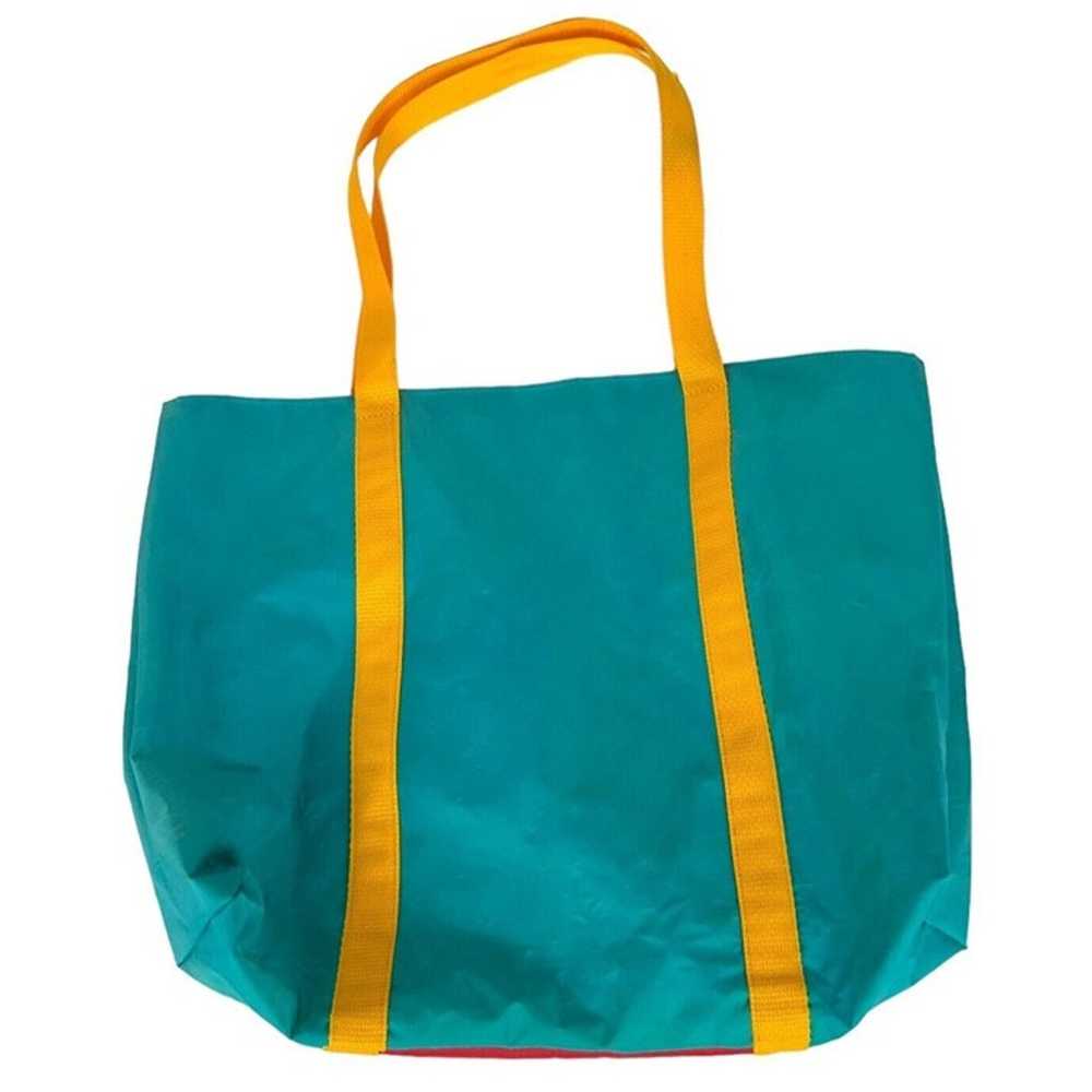 Vintage Neiman Marcus Tote Bag Color Block Teal R… - image 2