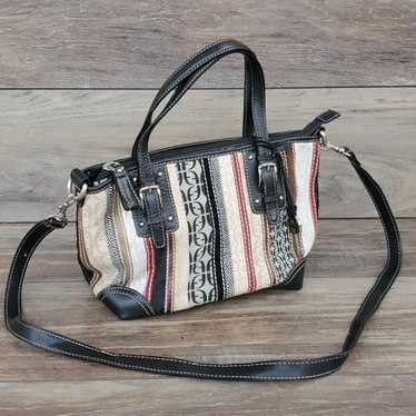 FOSSIL Leather Y2K  Bag Patchwork Stripe Purse Su… - image 1