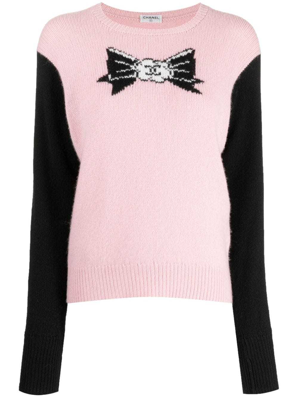 CHANEL Pre-Owned 1995 Coco Mark Cat knitted top -… - image 1
