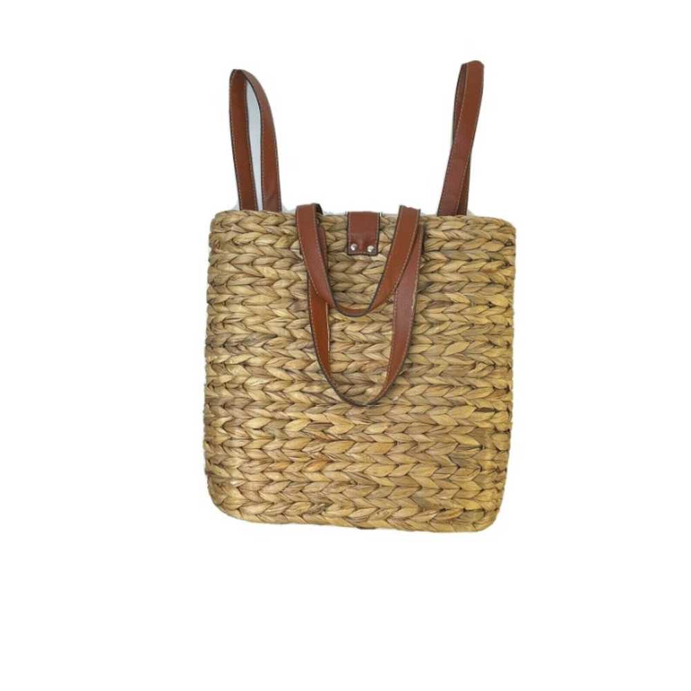 Vintage Woven Wicker Basket Backpack Purse Beach … - image 1
