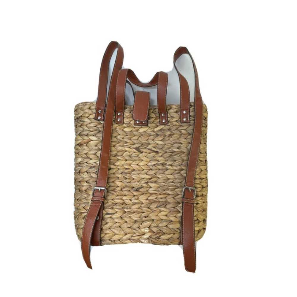 Vintage Woven Wicker Basket Backpack Purse Beach … - image 3