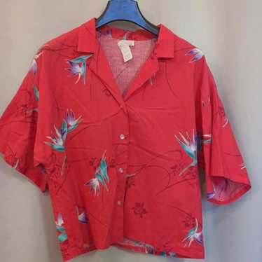 90's vintage pink Hawaiian shirt, wide with sligh… - image 1