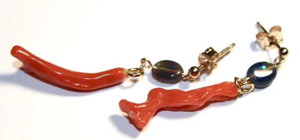 Mediterranean Red Coral And Black Ethiopian Earri… - image 2