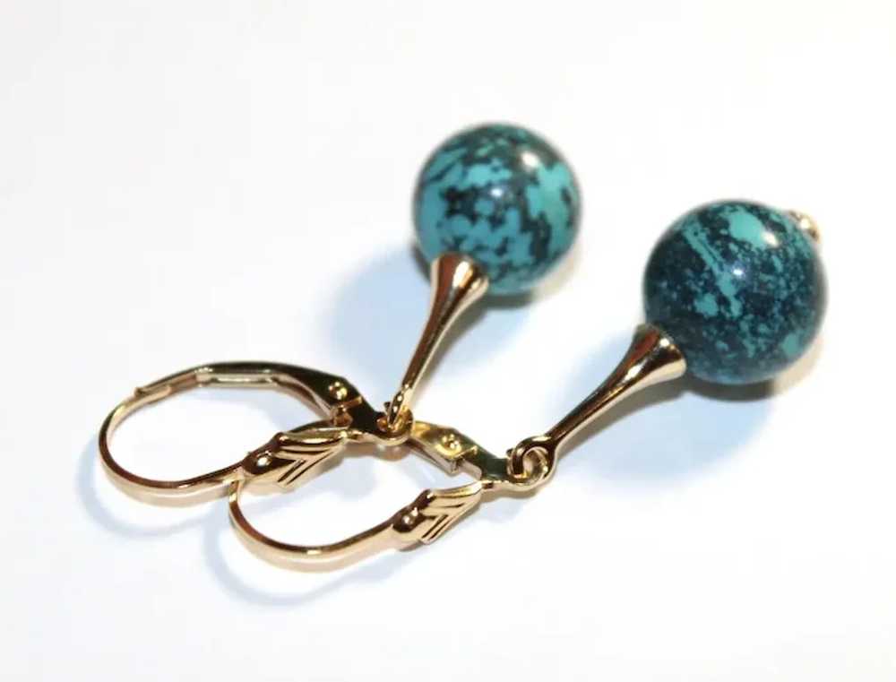 Beautiful Turquoise Earrings Spiderweb Matrix - image 3