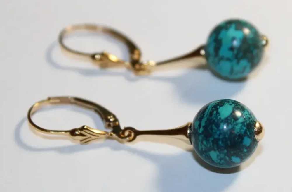 Beautiful Turquoise Earrings Spiderweb Matrix - image 4