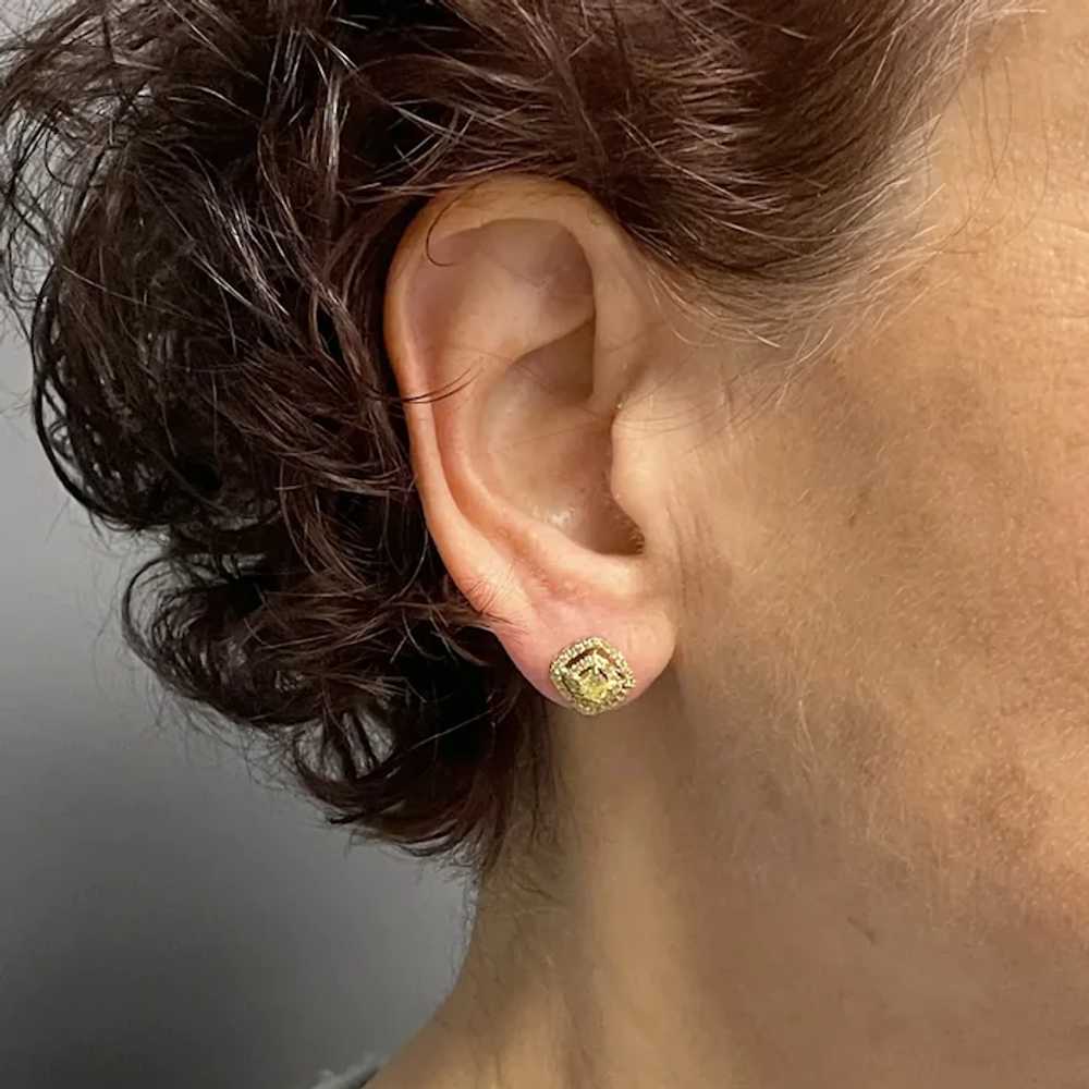 Delightful Fancy Yellow Diamond Double Halo Earri… - image 8
