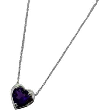 10k white gold purple heart pendant necklace 19