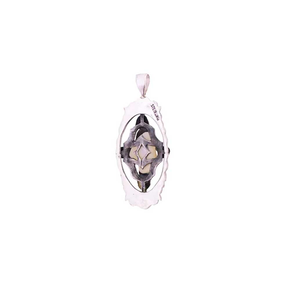 Sterling Floral Pearl Pendant - image 2