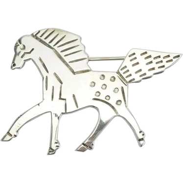 Fun whimsical galloping horse animal vintage broo… - image 1