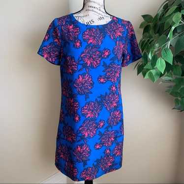 J. Crew Factory Floral Gallery Shift Dress Blue S… - image 1