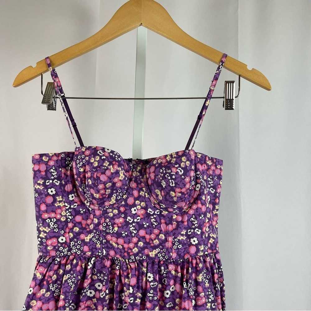 Moda International Size 2 Purple Micro Floral Sle… - image 3