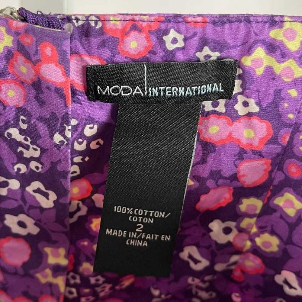 Moda International Size 2 Purple Micro Floral Sle… - image 6