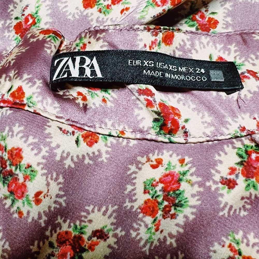 Zara Floral Print Midi Dress with Ruching Size XS - image 8