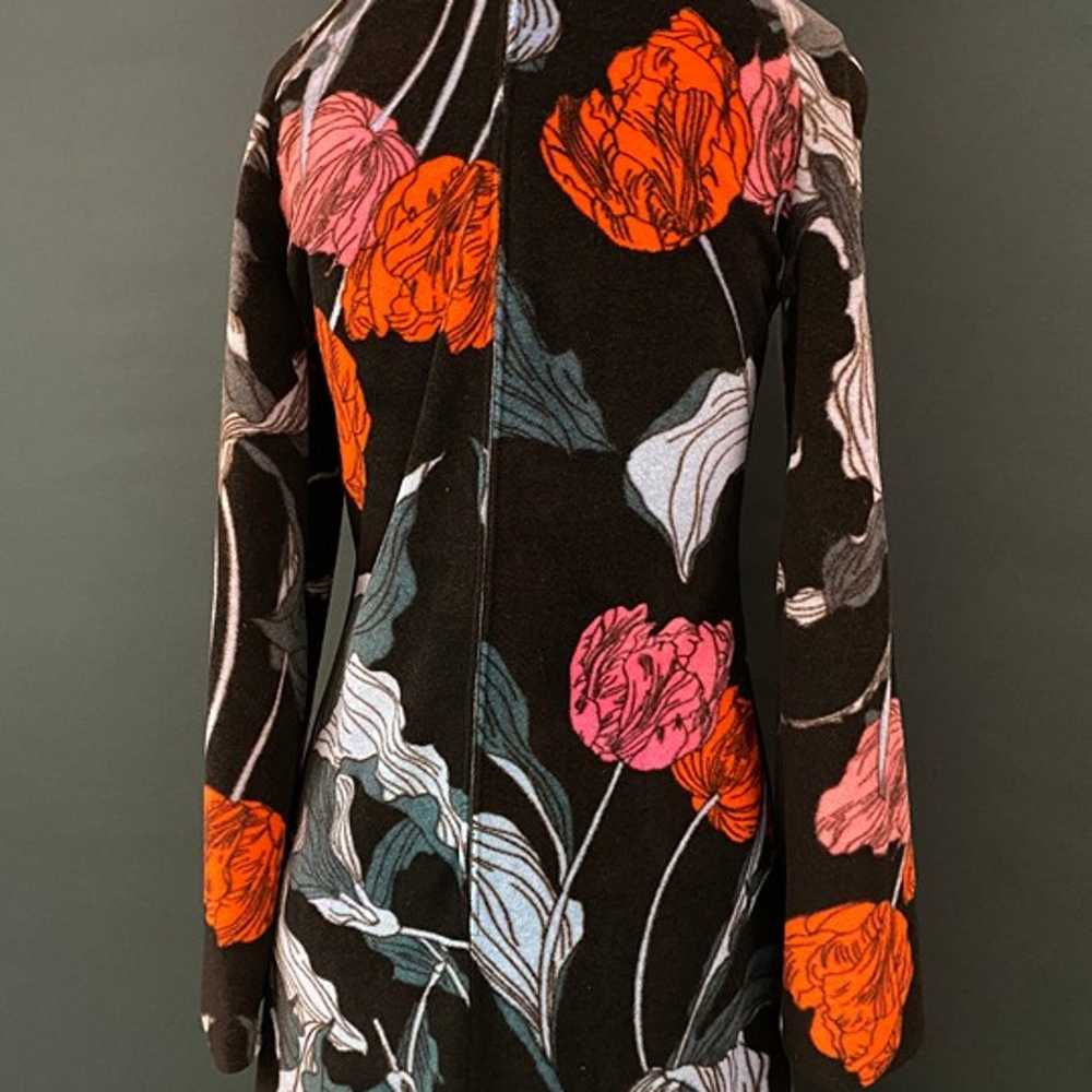 60s Dark Floral Velvet Long Sleeve Maxi Dress - image 10