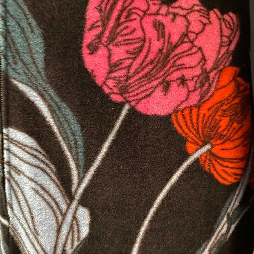 60s Dark Floral Velvet Long Sleeve Maxi Dress - image 8