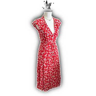 Red floral reformation carina dress