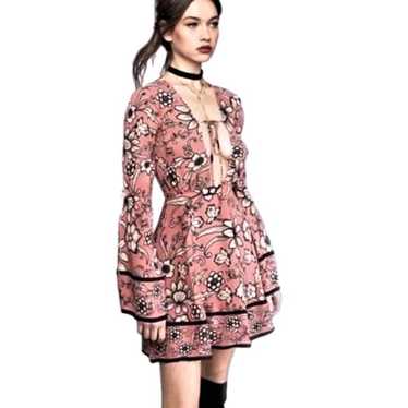 For Love & Lemons Mini Dress Floral Hippie Bell S… - image 1