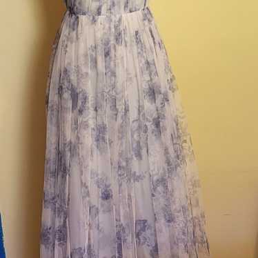 NWOT Marchesa Notte Bridesmaid Blue Floral Gown Ro